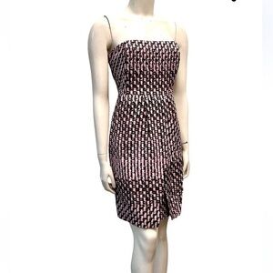 Banana Republic Silk Blend  Strapless Dress in Pink and Black Pattern. Pockets